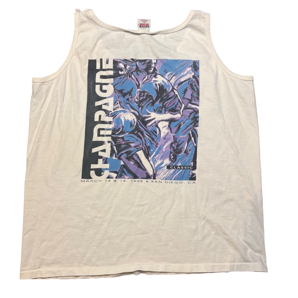 Vintage 90s Champagne Classic Women's Rugby Tank Top XL Single Stitch